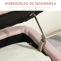 HOMCOM Banco de Armazenamento Estofado em Linho com Tampa Abatível e Pés de Aço Carga Máxima 150kg 101x38,5x44,5 cm Rosa(m-7)