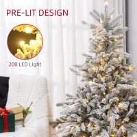HOMCOM 5ft Bushy Snow-Flocked Artificial Christmas Tree, with LED Lights(m-5)