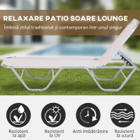 Outsunny Sezlong din aluminiu, sezlong pentru gradina cu spatar reglabil pe 5 pozitii, 163x58.5x91cm, crem(m-4)