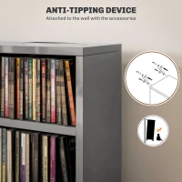 HOMCOM Set of Two 102 CD Storage Units - High Gloss Grey(m-7)