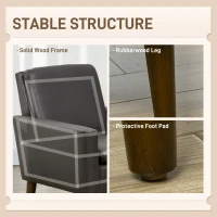 HOMCOM Fotoliu de Mobilier Capitonat, Fotoliu Modern din Imitație de Piele și Lemn, 75x78x81 cm, Maro(m-5)