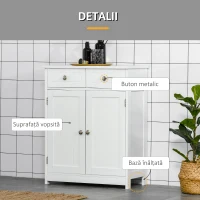kleankin Dulap de Depozitare Organizator Independent pentru Baie de Podea cu 2 Usi, 2 Sertare si Raft Reglabil, Alb(m-6)