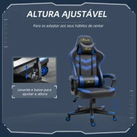 Vinsetto Cadeira Gaming Cadeira de Escritório Ergonómica com Altura Regulável Basculante Apoio de Cabeça 61x70x121-129 cm Azul(m-4)
