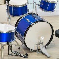 AIYAPLAY 11-Piece Kids Drum Kits w/ Stool, Drumsticks, Pedal, Cymbals, for 3-6 Years, Blue(m-8)