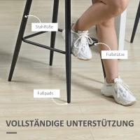 HOMCOM Barkrukken Set, Scandinavisch Design, Fluweel Bekleding, Metalen Frame, Antislip Voeten, Zwart(m-6)