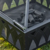 Outsunny Brasero cheminée Foyer extérieur dim. 66L x 66l x 58H cm Couvercle tisonnier métal Noir(m-11)