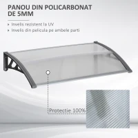Outsunny Copertina moderna din policarbonat, 110x60x18 cm, gri(m-4)