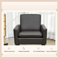 HOMCOM Fotoliu de Mobilier Capitonat, Fotoliu Modern din Imitație de Piele și Lemn, 75x78x81 cm, Maro(m-6)
