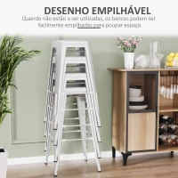 HOMCOM Conjunto de 4 Bancos Altos de Metal com Encosto Alto e Apoio para os Pés Carga 120kg 44x49x116cm  Cinza(m-6)