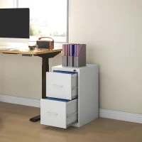HOMCOM Two-Drawer Modern Steel Filing Cabinet - White(m-6)