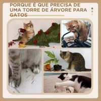 PawHut Arranhador para Gatos Altura 91 cm de 3 Níveis com Ninho Plataforma e Poste de Sisal 45x45x91 cm Creme(m-7)