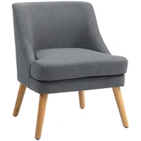 HOMCOM Akzentsessel im skandinavischen Stil, bis 150 kg, Hevea-Holzbeine, Beige, 63x69x79,5 cm(m-12)