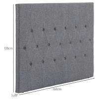 HOMCOM Cabeceira de Cama 160cm Cabeceira de Cama Estofada em Linho e Acolchoada 2 Formas de Uso 160x7x120cm Cinza(m-3)