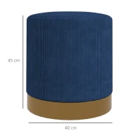 HOMCOM Soft Padded Corduroy Footstool - Dark Blue(m-3)