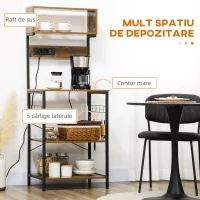 HOMCOM Raft Bucatarie cu Prize – Dulap Multifunctional pentru Microunde(m-6)