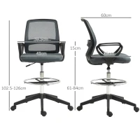 Vinsetto Ergonomic Mesh Back Drafting Chair Draughtsman Chair with Adjustable Height, Grey(m-3)