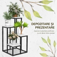 Outsunny Suport de Flori pe 4 Niveluri, Raft de Colt pentru Plante, Suport pentru Ghivece, 34x34x70 cm, Negru(m-4)