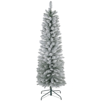 HOMCOM 6ft Artificial Snowy Pencil Christmas Tree - Green