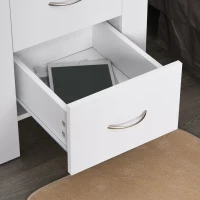 HOMCOM Noptiera Moderna din Lemn, Noptiera 2 Sertare pentru Dormitor cu Manere Argintate, 48x39x54cm, Alb(m-7)