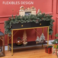 HOMCOM 1,8 m Kunstmatige Kerstslinger met Lichtsnoer en Bloemdecoratie Groen(m-6)