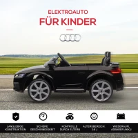 HOMCOM Kinder-Elektroauto Audi, mit 2,4G Fernbedienung, Musik, Hupe, LED, USB, für Kinder 3-5 Jahre, Schwarz(m-6)
