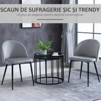 HOMCOM Set de 2 scaune pentru sufragerie, 49x50x77cm, gri(m-4)