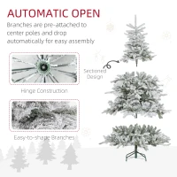 HOMCOM 6ft Bushy Snow-Flocked Artificial Christmas Tree, with LED Lights(m-7)