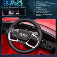 HOMCOM Carro Elétrico Audi E-Tron 12V para Crianças acima de 3 Anos com Controle Remoto Faróis Buzina Música MP3 TF USB e Abertura da Porta 3-8km/h 108x60x47cm Vermelho(m-5)