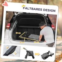 PawHut Hundebuggy Hundewagen bis 20 kg Klappbar 3 Seitentasche 102 cm x 62 cm x 105 cm Grau(m-5)