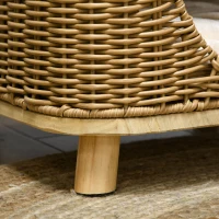 PawHut Elevated Design Wicker Cat House with Washable Cushion, Light Brown(m-9)