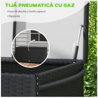 Outsunny Cutie de Depozitare pentru Exterior cu Roți, Bară Pneumatică de Ridicare și Mâner Lateral, 121x57x67 cm, Negru(m-5)