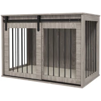 PawHut 98cm Dog Crate Furniture with Removable Cushion for Large Dogs - Brown(m-11)