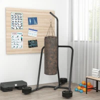 SPORTNOW Suporte Saco de Boxe com Estrutura de Aço Carga 60 kg para Bolas de Velocidade Treino em Ginásio Casa 160x115x208 cm Preto(m-2)