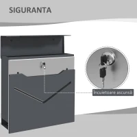 HOMCOM Cutie Postala de Perete cu 2 Chei, Gri Antracit(m-4)