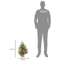 HOMCOM Set of Two 2ft Christmas Trees, with Lights, Berries and Pinecones(m-3)