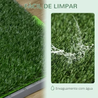 PawHut Resguardo de Treino para Cães com 2 Relvas Artificiais e Bandeja para Treino de Filhotes 67x41x3,5 cm Verde(m-6)