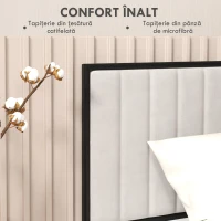 HOMCOM Tablie Tapitata cu Catifea Pentru Dormitor Crem(m-5)