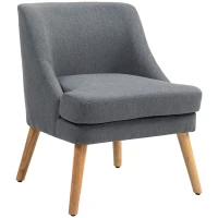 HOMCOM Akzentsessel im skandinavischen Stil, bis 150 kg, Hevea-Holzbeine, Beige, 63x69x79,5 cm(m-1)