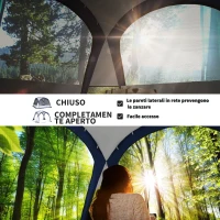 Outsunny Tenda da Campeggio 4-5 Posti con 4 Porte a Cerniera, Zanzariera e Gancio, 350x350x230cm, Bianca e Blu(m-4)