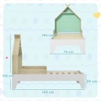 AIYAPLAY Pat pentru Copii cu Balustrade Anti-Cădere, Pătuț pentru Copii în Formă de Căsuță, 144x74x110 cm, Verde(m-3)