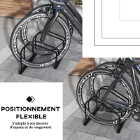 SPORTNOW Râtelier 2 vélos range-vélos support rangement vélo à pneu 61 mm dim. 50L x 34l x 27,5H cm acier noir(m-4)