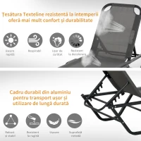 Outsunny Sezlong din aluminiu, sezlong pentru gradina cu spatar reglabil pe 5 pozitii, 163x58.5x91cm, gri(m-5)