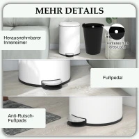 HOMCOM Prullenbak 20L, met Pedal, Binnenemmer, vingerafdrukvrij, Stil Sluiten, Crèmewit(m-7)