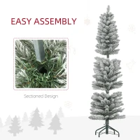 HOMCOM 5ft Artificial Snowy Pencil Christmas Tree - Green(m-6)