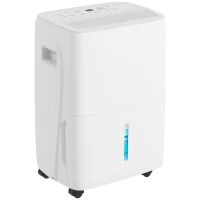 HOMCOM 30L/Day Dehumidifier with Auto-Clean Filter, Continuous Drainage, 4L Water Tank, 24H Timer, Digital Humidity Display, Dehumidifier for Home Damp, Bedroom, Condensation, Mould, Laundry Drying(m-11)