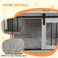 PawHut 80cm Dog Crate Furniture with Removable Cushion for Large Dogs- Grey(m-7)