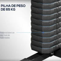 HOMCOM Máquina Multi Estação Máquina de Musculação com Placas de Peso de 65 kg para Treino de Corpo e Força 135x103x210 cm Preto(m-5)