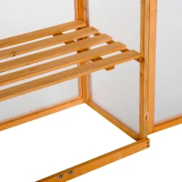 Outsunny Estufa de Jardim Estufa de Madeira e Painéis de Policarbonato com 3 Prateleiras Tampa e Portas para Plantas e Cultivos 76x47x110cm Madeira Natural(m-7)