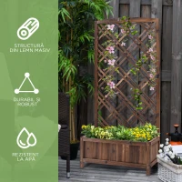 Outsunny Jardinieră pentru Exterior din Lemn, Jardinieră cu Spalier pentru Plante Agățătoare, 60x30x122.5 cm, Maro(m-7)