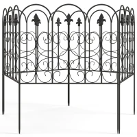 Outsunny Decorative Garden Fencing, 5PCs Outdoor Picket Fence Panels, Rustproof Metal Wire Landscape Flower Bed Border Edging Animal Barrier, Black(m-11)